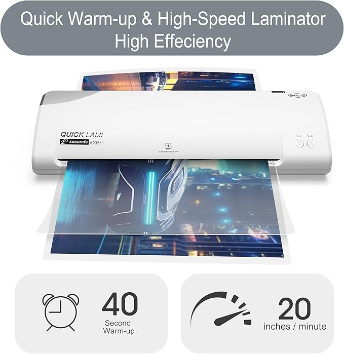 SINCHI 13-Inch Thermal Laminator Machine, 3–5 Mil, 40s Warm-Up, Jam Release - Image 2