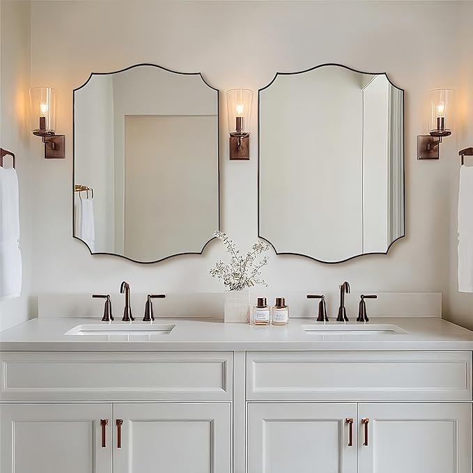 ANDY STAR Brushed Bronze Bathroom Mirror, 22x30 Inch Vanity Mirror, Scalloped - Image 7
