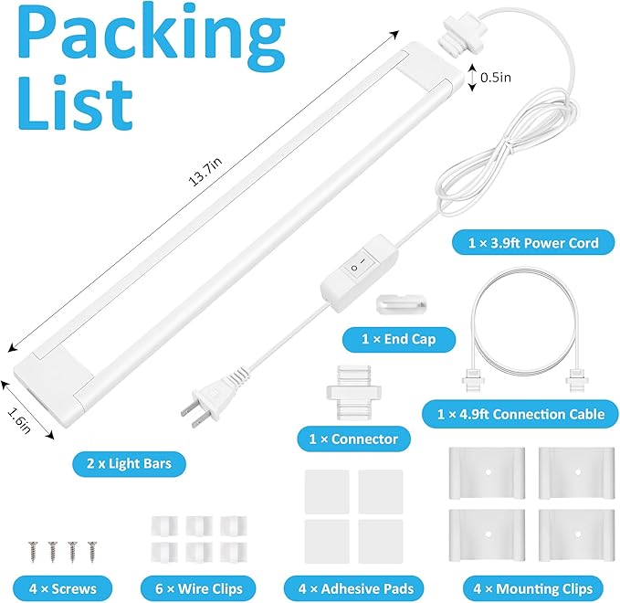 maylit Under Cabinet Lighting Plug in, Renter Friendly Lamp, Wired Indoor Lights - Image 7