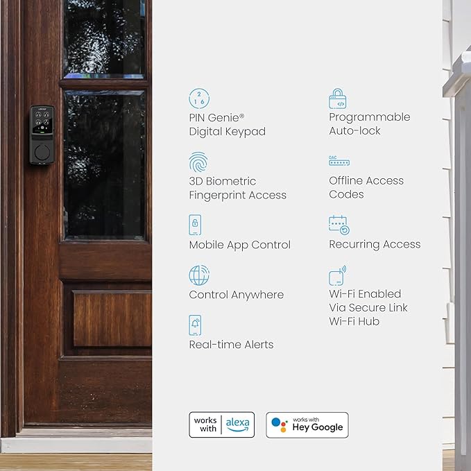 Lockly Secure Pro Deadbolt, Wi-Fi Smart Lock, Keyless Entry Door Lock, Smart - Image 9