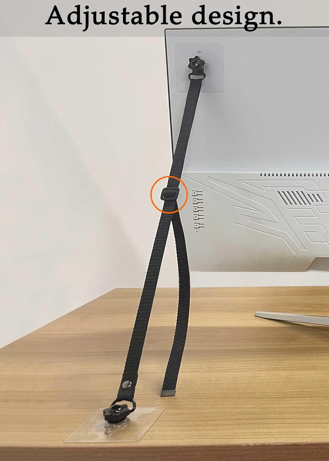2 Pack Adjustable TV Safety Straps, No-Drill Adhesive Anti-Tip Furniture Anchors for Baby Proofing, Flat Screens Fix to Wall,Cabinet,Stand Or Desk, Earthquake Straps