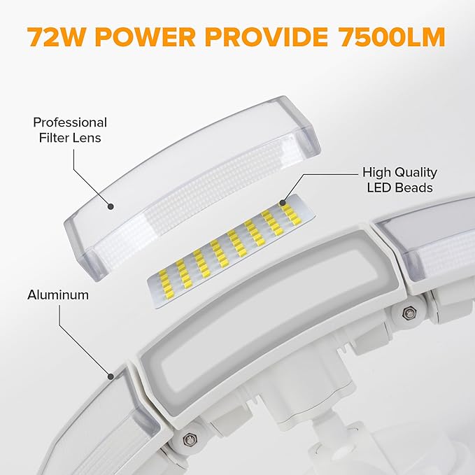 LUTEC 2 Pack 72W 7500LM LED Security Lights Motion Sensor Light Outdoor - Image 6