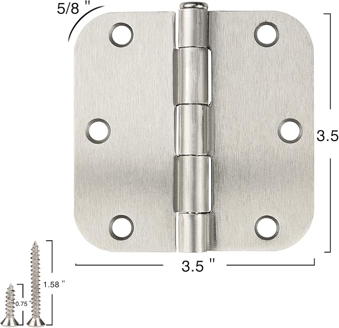 90 Pack Satin Nickel Door Hinges 3.5 x 3.5 Inch Interior 3 1/2 Inch Door Hinges - Image 3