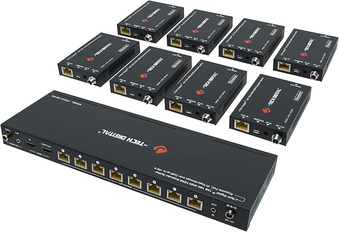 J-Tech Digital HDMI 2.0 4K Extender Splitter Over Single Cable CAT6 by J-TechDigital