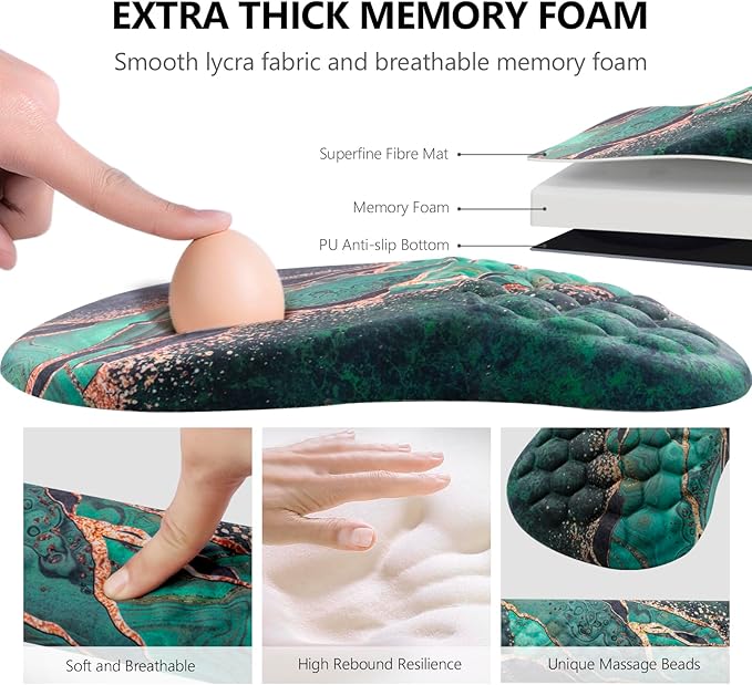 Mouse Pad Wrist Support, Laokiiy 2 in1 Keyboard Wrist Rest+ Ergonomic Mouse Pad - Image 3