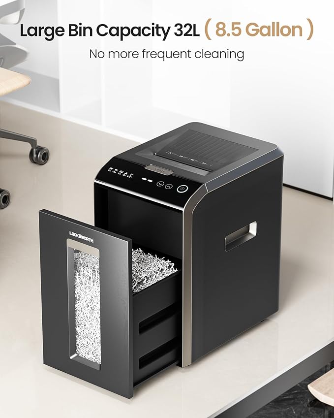 Locksworth 200-Sheet P-5 Micro-Cut Heavy-Duty Paper Shredder, 60-Min Continuous - Image 4