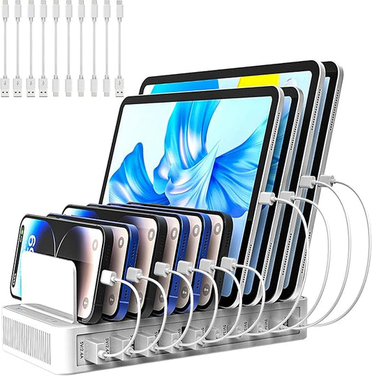 RISWOJOR Charging Station for Multiple Devices, 100W 10 Ports Charging Dock by RISWOJOR