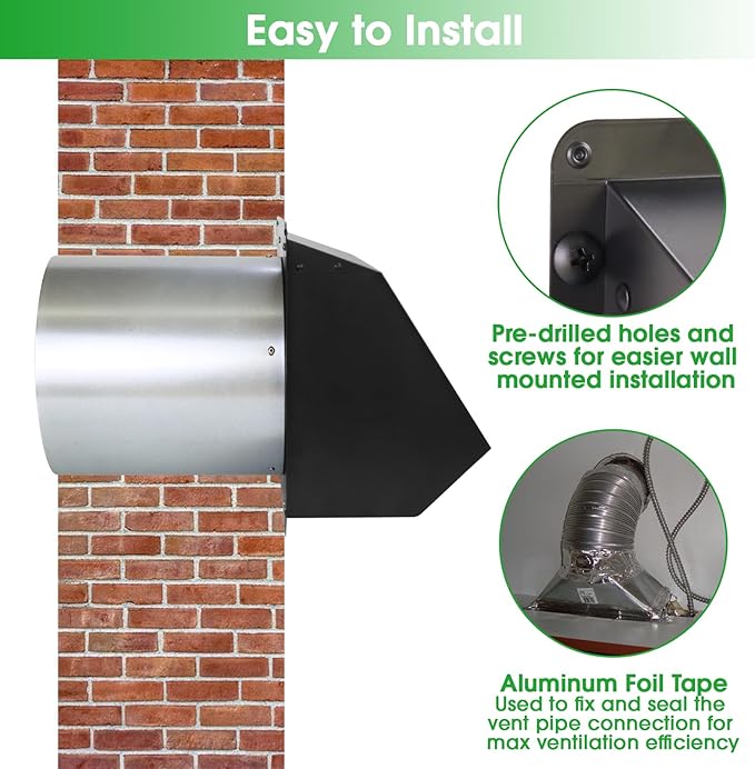 5 inch dryer Vent Cover Exterior Wall Vent Hood Outlet Airflow Vent Dryer - Image 5