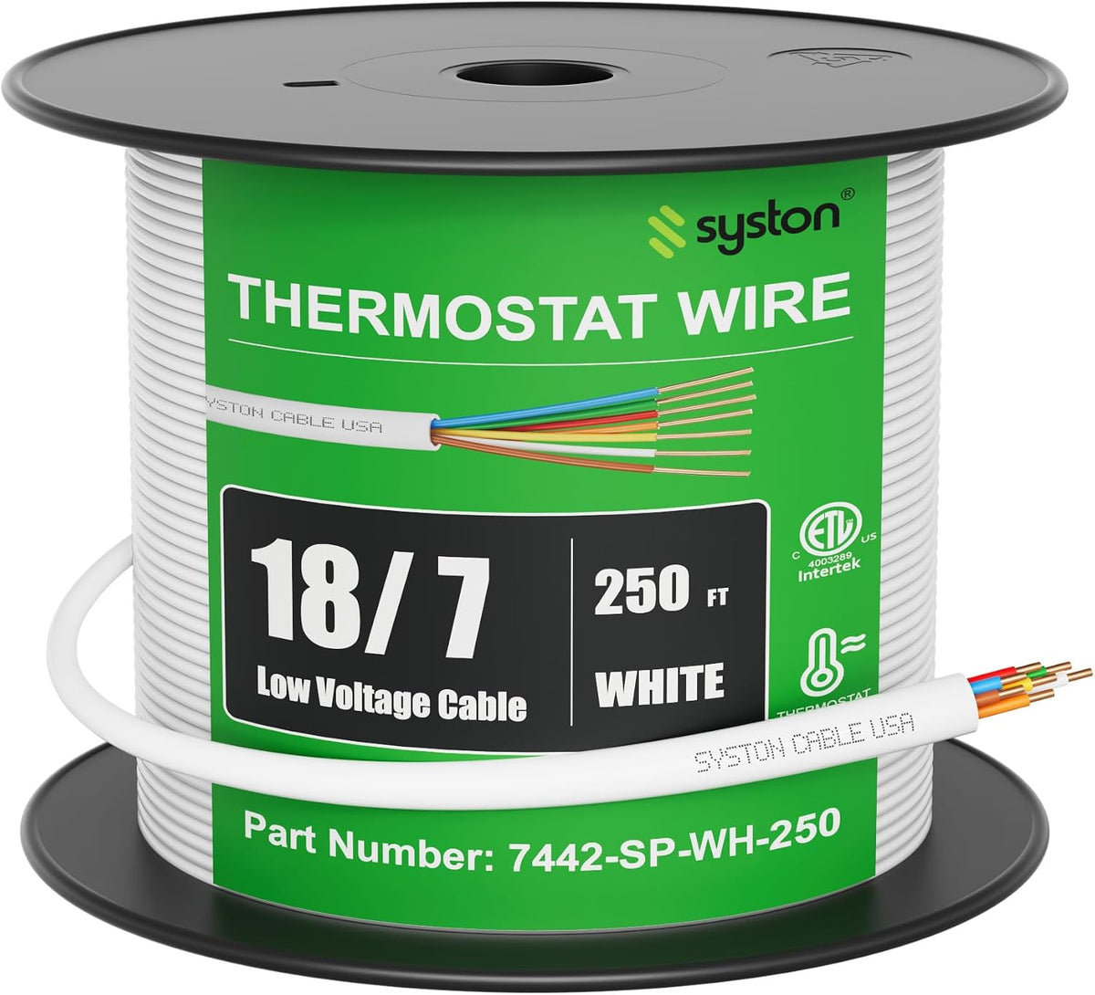 Syston 18/7 Thermostat Doorbell HVAC Heating Control Cable Wire, 100% Solid