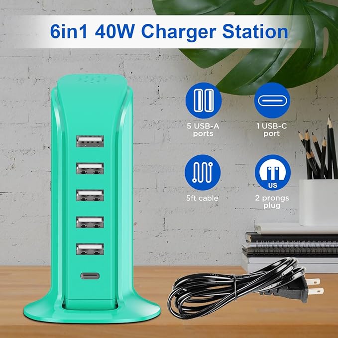 USB Tower Charging Station Upoy, Small Charging Hub - Image 3