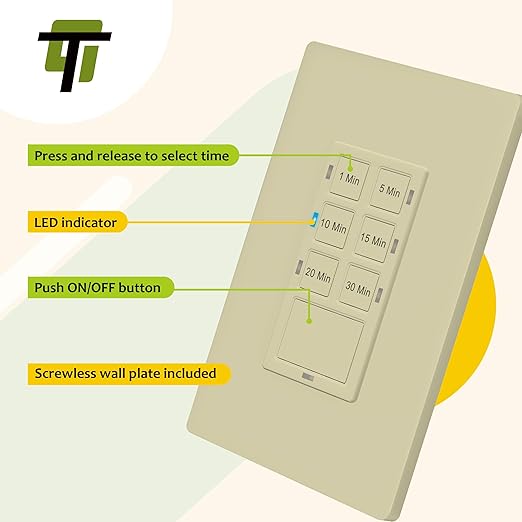 TG Countdown Timer Switch for Bathroom Fans and Household Lights, - Image 5
