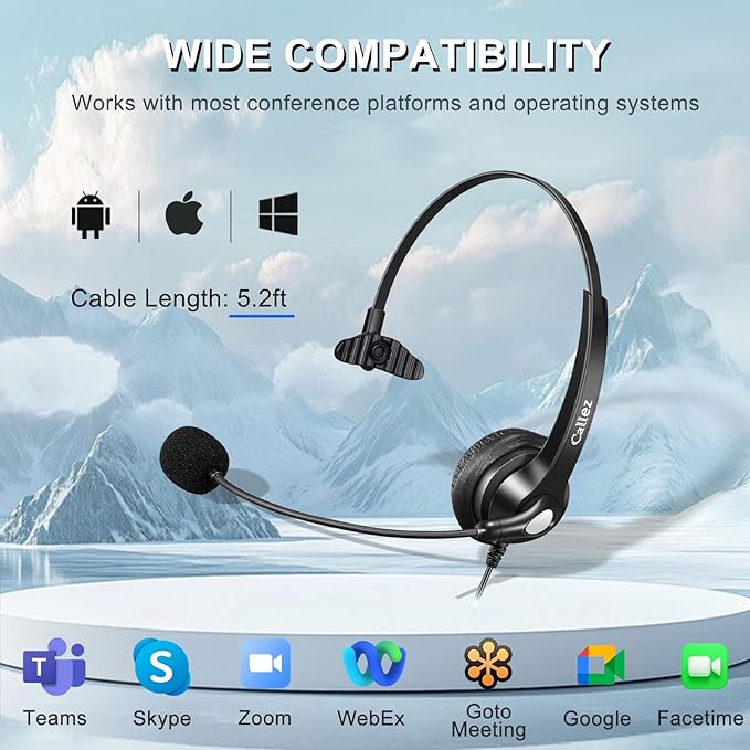 Callez Wired Computer Headset, 3.5mm Cell Phone Headset - Image 4