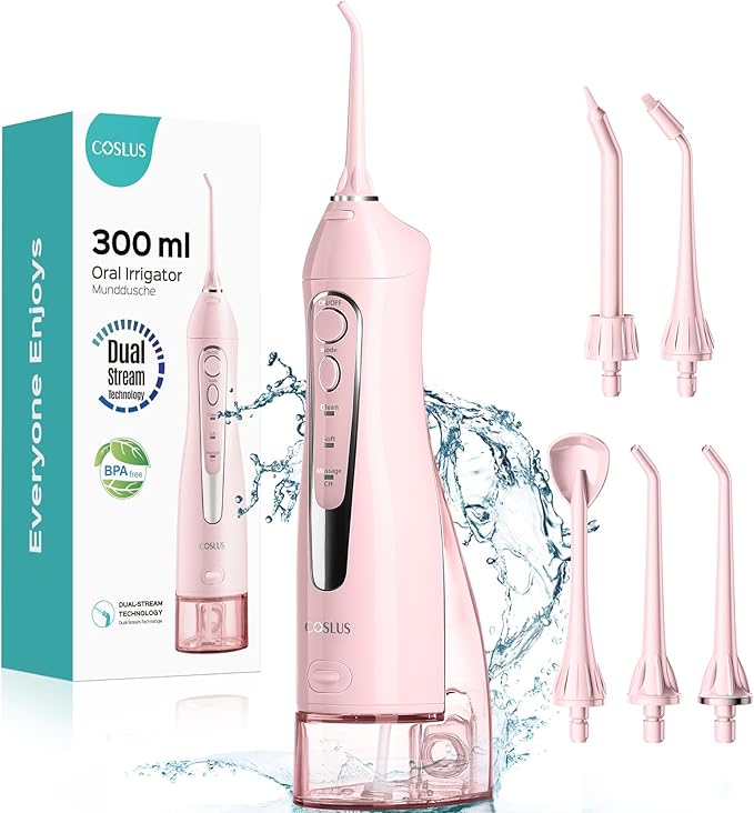 COSLUS Water Dental Flosser Teeth Pick: Portable Cordless Oral Irrigator 300ML by COSLUS
