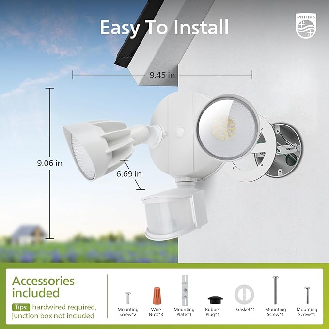 Philips 44W 4200 lm LED Security Light Outdoor w/PIR Motion Sensor, 5000K - Image 6