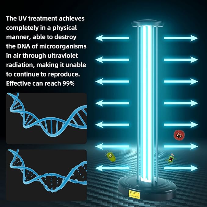 JTAPURE 100W UV Light with Ozone, 3-Gear Timer & Remote Control, Home - Image 5