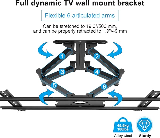 SYLVOX Full Motion Outdoor TV Wall Mount, Fits - Image 2