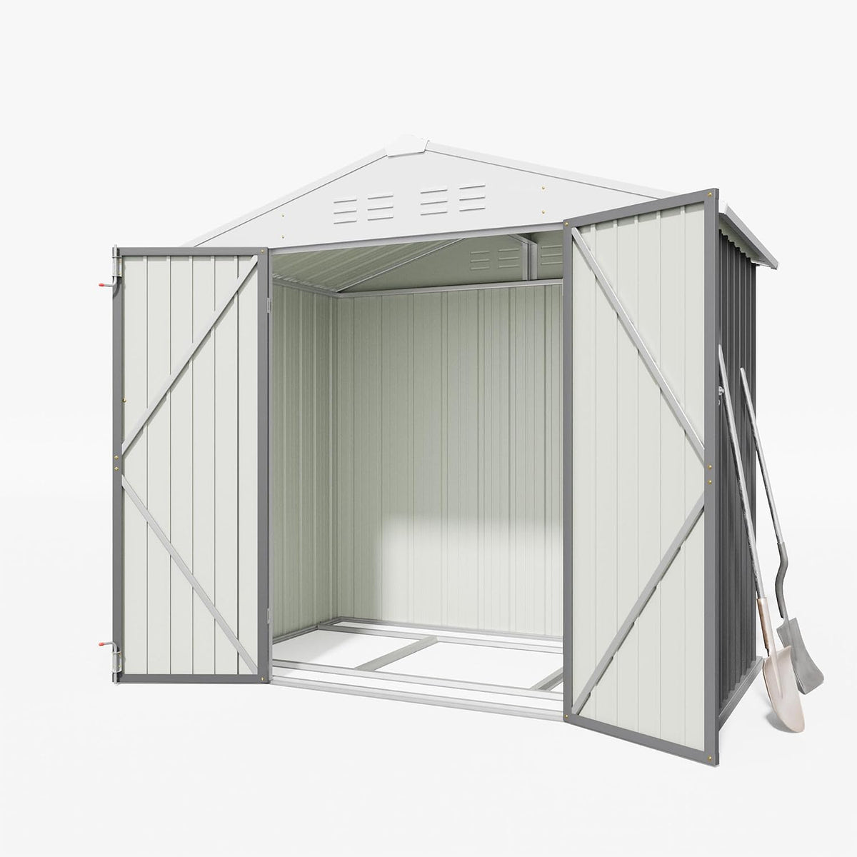 greesum 6x4ft outdoor storage shed with base, gray, main product view