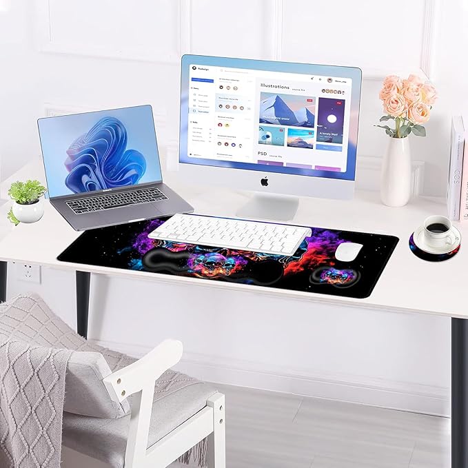 BFUKVOU Large Keyboard Mouse Pad Set, Extended Mouse Pad+Keyboard Wrist Rest - Image 3