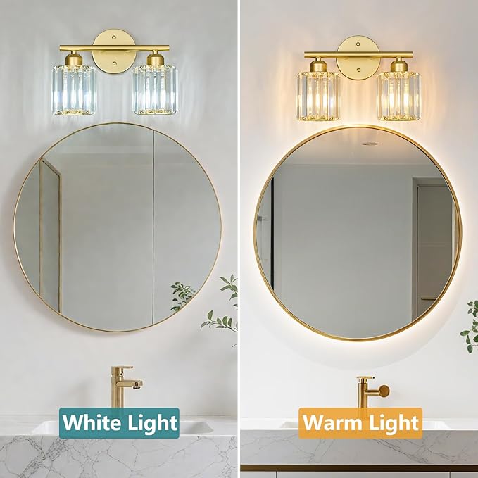 FDPBY Modern 2 Light Crystal Vanity Light, Compatible - Image 2
