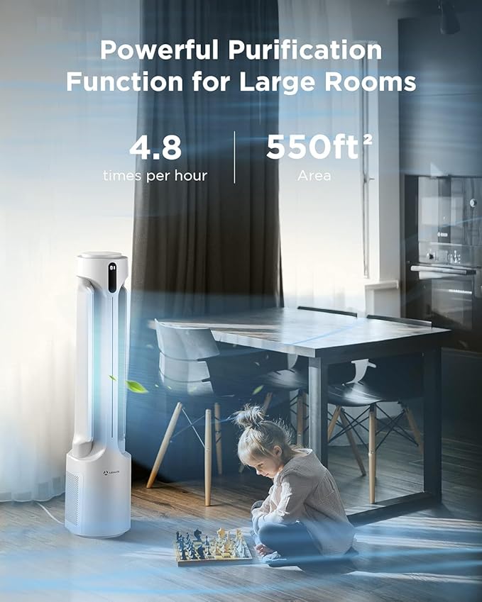 AIRMATE Air Purifier Bladeless Tower Fans, 1500CFM Large Air Volume, 28ft/s - Image 5