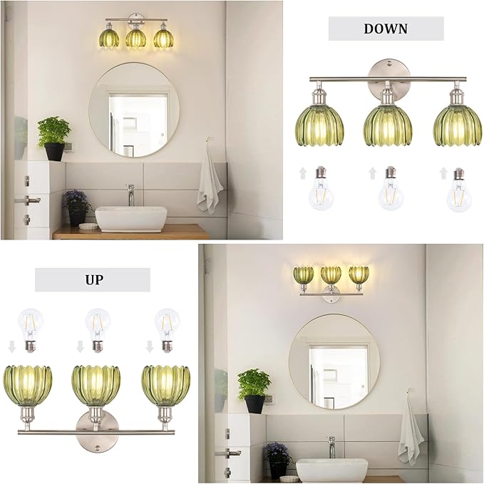 Shenmoyl Bathroom Light Fixtures, 3-Light Vanity Wall Light Over Mirror - Image 6