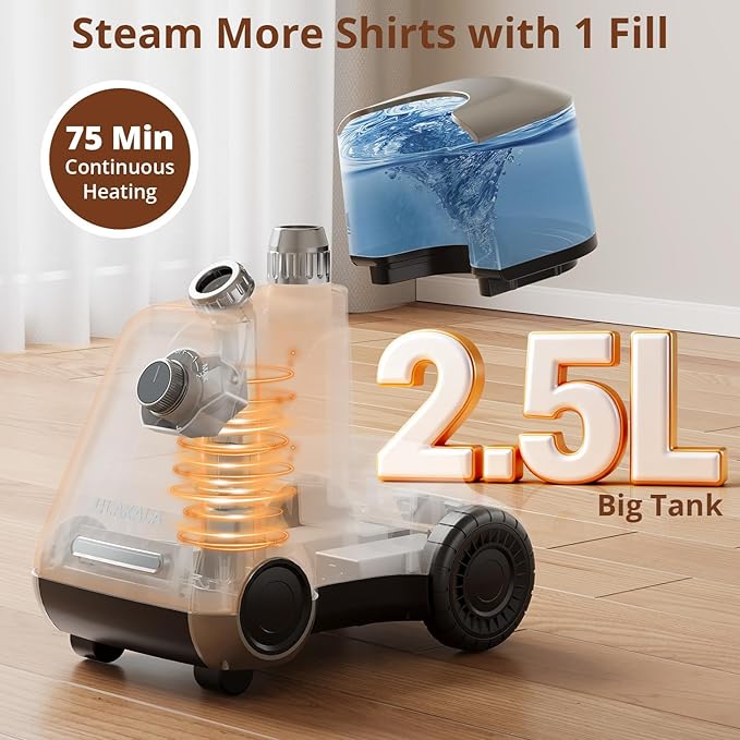 LAKALA Garment Steamer for Clothes, 30-Second Instant Heat-Up, 2.5L Water Tanks - Image 3