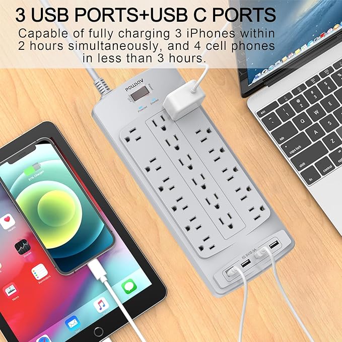 18 Outlets Surge Protector Power Strip - Image 3