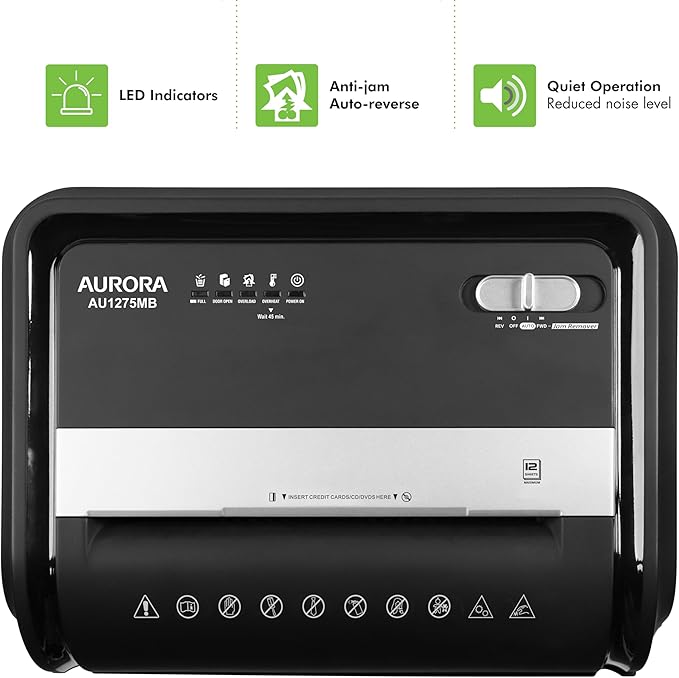 Aurora AU1275MB High-Security 12-Sheet Micro-Cut Paper and CD/Credit Card - Image 5