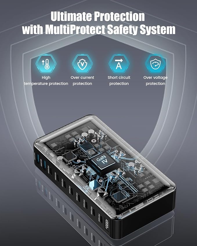 1000W USB C Charger Block, 10-Port USB C Charging Station GaN IV Travel - Image 7