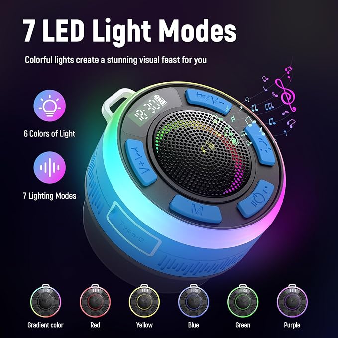 IPX7 Waterproof Shower Bluetooth Speaker, Portable Small Speaker - Image 3