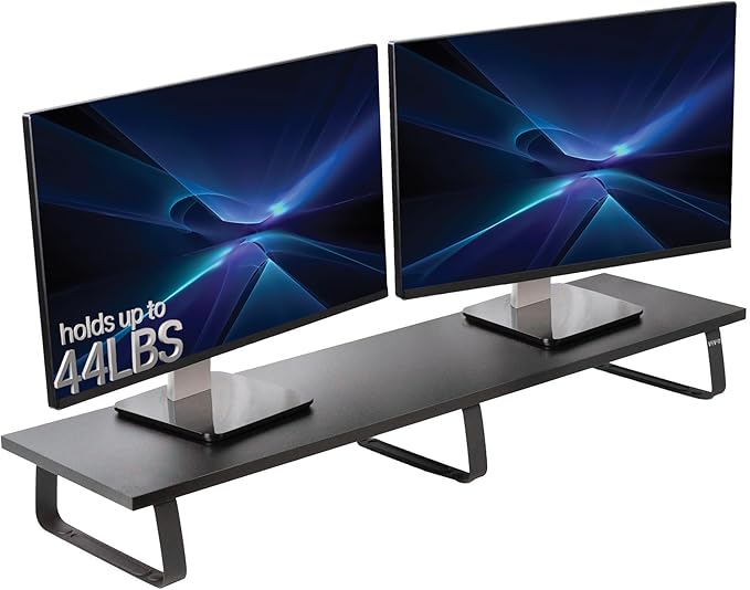 VIVO 39 inch Extra Long Monitor Stand, Wood & Steel Desktop Riser, Dual Screen by VIVO
