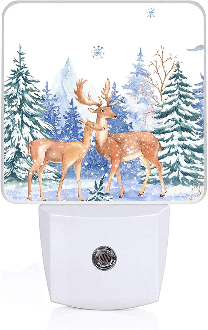 GANTINIR Vintage Deer Forest Night Light, Plug-into Winter Animals Nightlight by Unknown