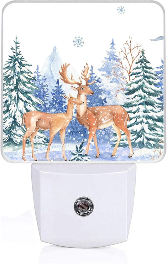 GANTINIR Vintage Deer Forest Night Light, Plug-into Winter Animals Nightlight by Unknown