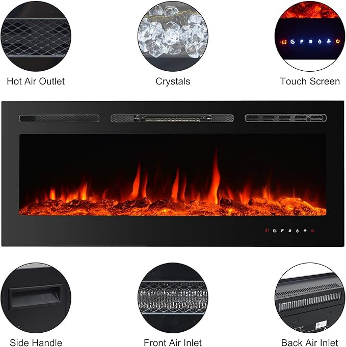 CharaVector Electric Fireplaces Recessed Wall Mounted Fireplace Insert 50 Inch - Image 3