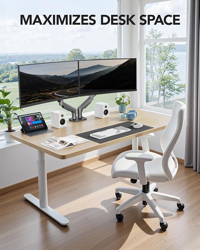 HUANUO Dual Monitor Stand, Fully Adjustable Monitor Desk Mount - Image 7