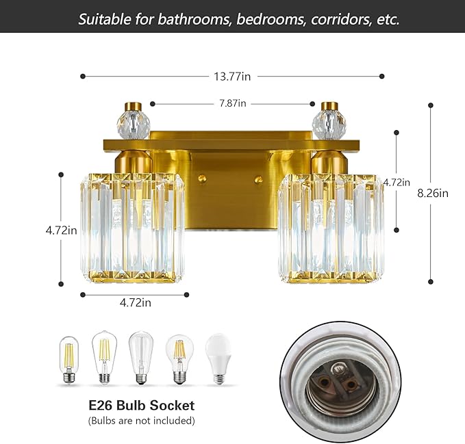 FDPBY Gold Bathroom Vanity Lights Crystal Vanity Light Bathroom Lighting - Image 5