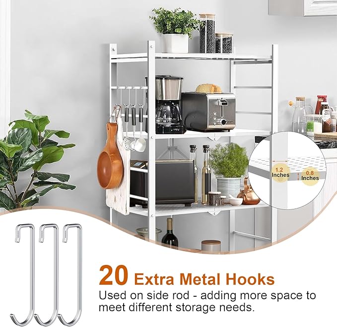 Himix Storage Shelves with 20 Hooks, 4-Tier Foldable Shelves - Image 5