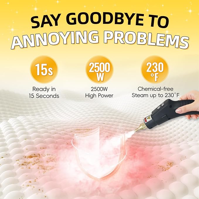 Heavy Duty Handheld Steam Cleaner, 15s Heat-Up, 9-Level Adjustable 2500W - Image 4