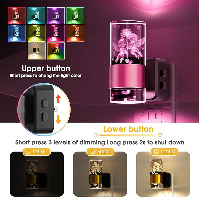 L LOHAS LED Night Lights Plug into Wall, Dusk to Dawn Nightlight, 9 Colors - Image 2
