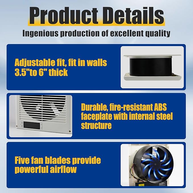 Thiadrs Room to Room Fan 8" Air Vent Fan, 10-Speed Quiet Airflow - Image 4