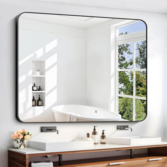 40" x 48"Bathroom Mirror, Matte Black Wall Mirror