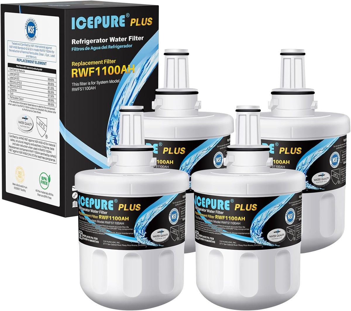 ICEPURE PLUS Remove Heavy Metals NSF/ANSI 53&42 NSF/ANSI/CAN 372 DA29-00003G