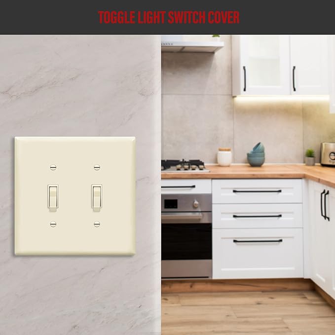 ENERLITES Toggle Light Switch Wall Plate, Gloss Finish, Midway Size 2-Gang - Image 5