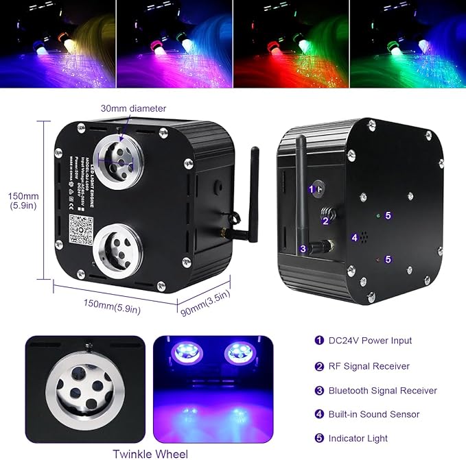AZIMOM Dual Color High Brightness 50W Twinkle Fiber Optic Light Source RGBW - Image 4