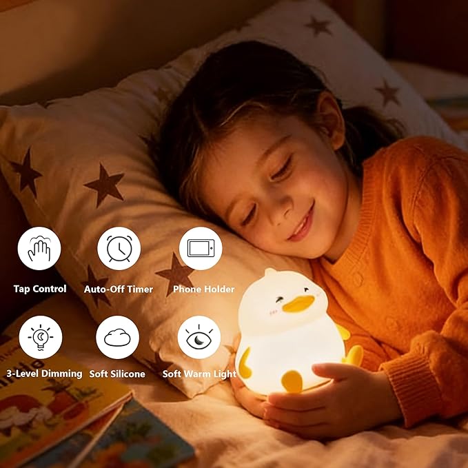 Duck Night Light for Kids, Cute Benson Ducks Gifts, Squishy Touch Silicone - Image 2