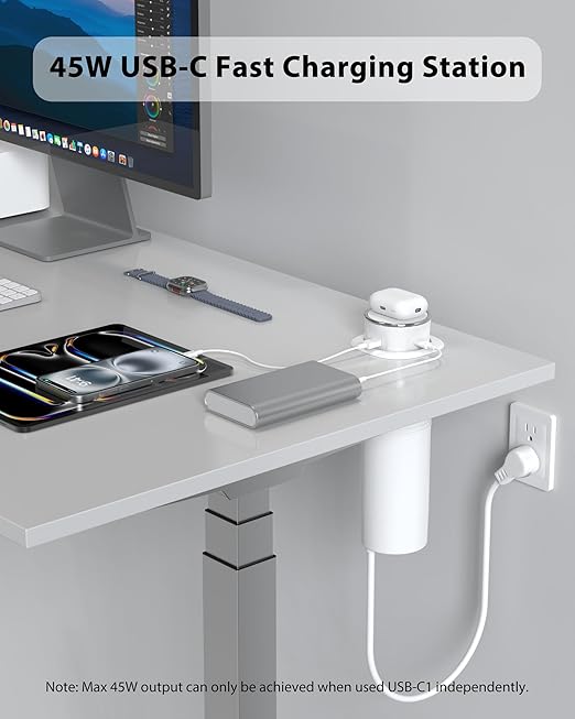 Motorized Pop Up Outlet, 2 PD 45W USB C Charging Station, 3.15 in Hole Desktop - Image 3