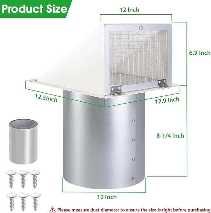 JYINCPED 10 Inch Hooded Wall Vent - Image 2