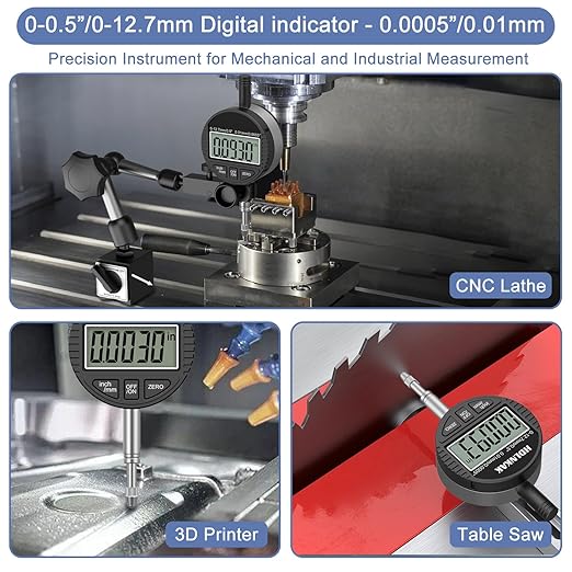 HDLNKAK Electronic Digital Dial Indicator Gauge 0-12.7mm/0.5” Inch/Metric - Image 4