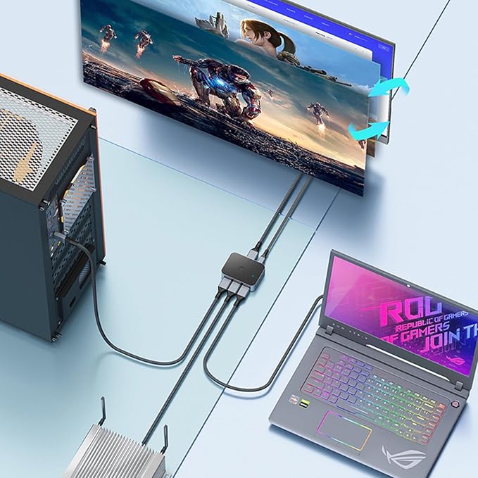 Arector Bi-Directional DisplayPort 1.4 Switcher, 3 in 1 Out 8K DP Switcher Box - Image 4