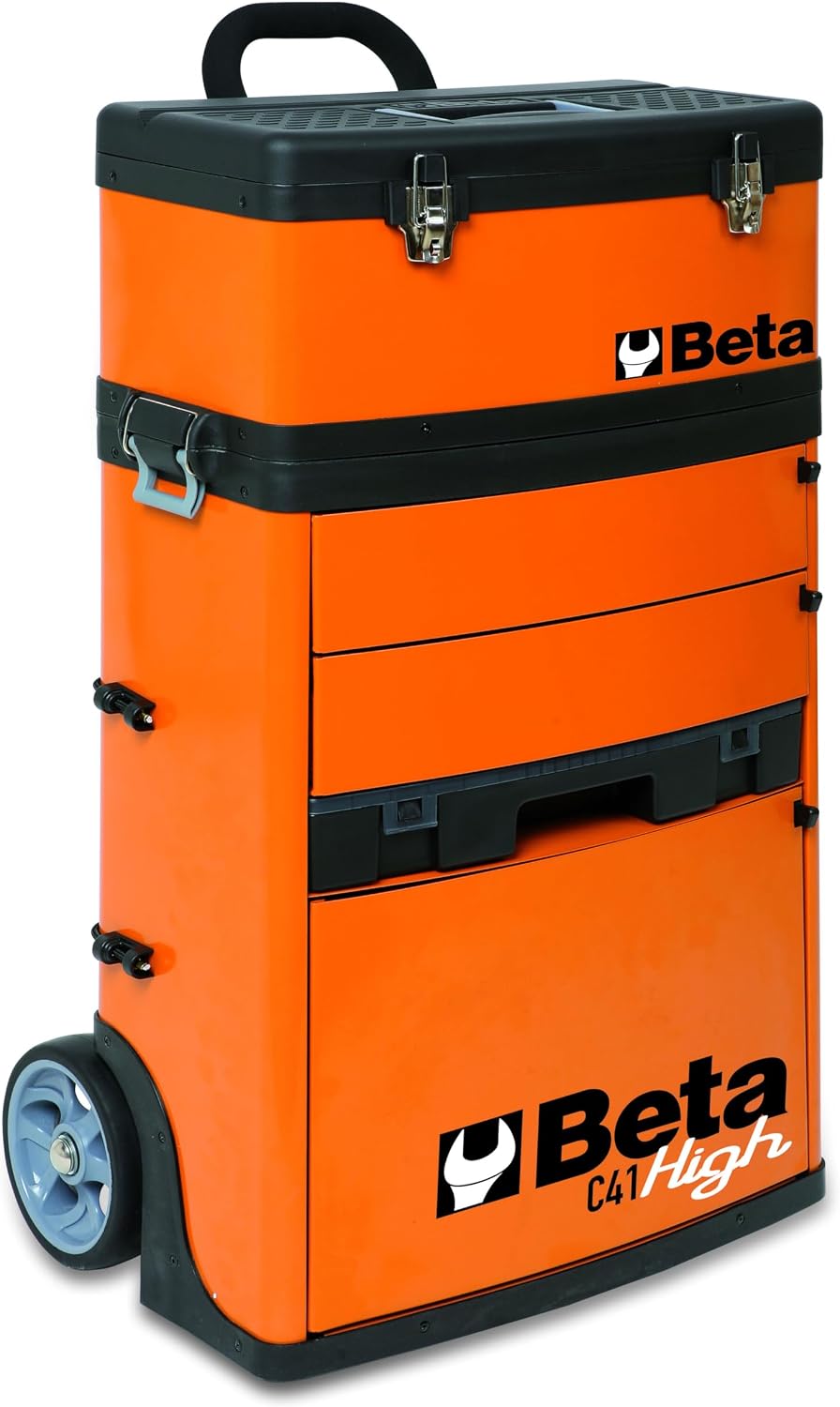 beta c41h orange two‑module rolling metal tool chest, main product view
